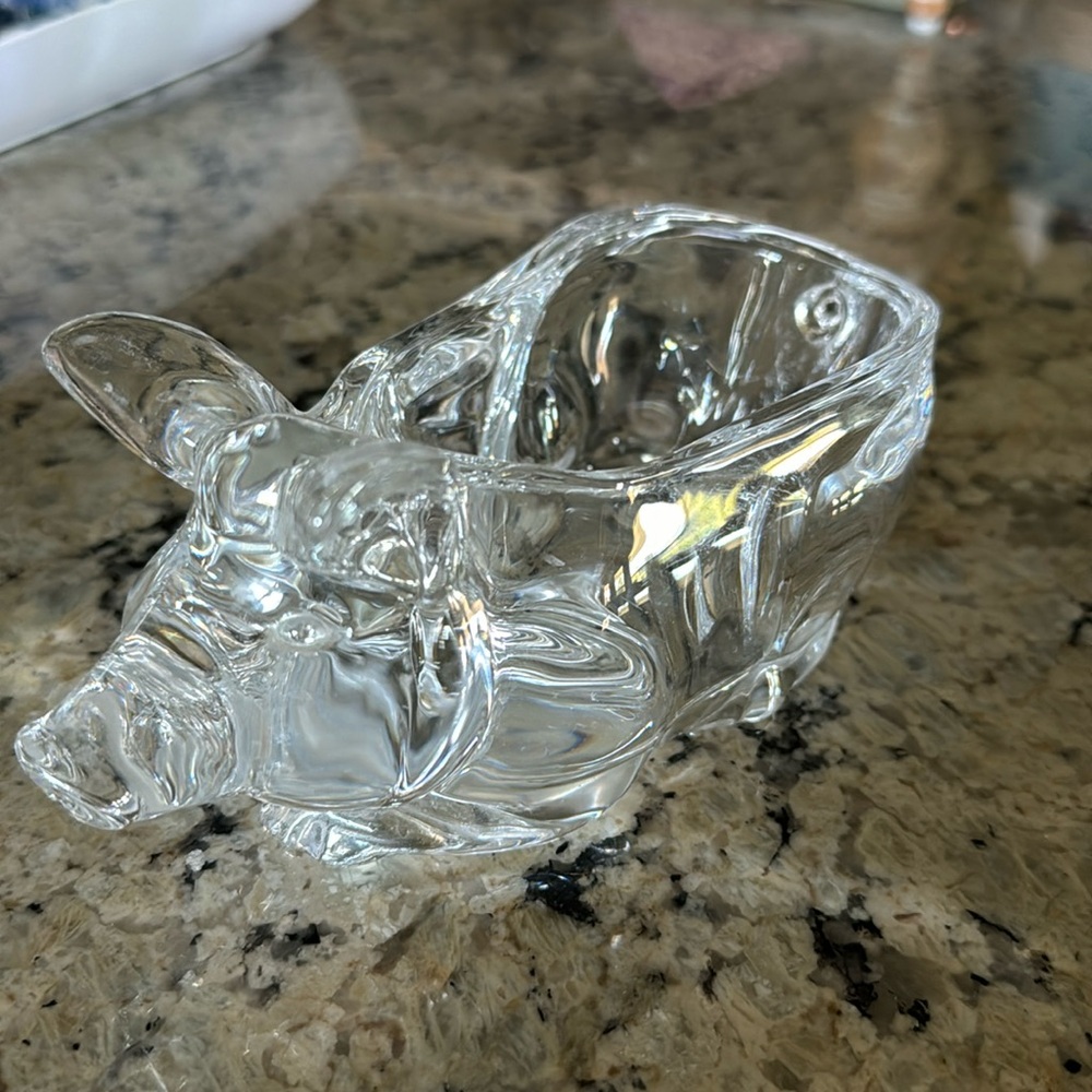 Vintage D’Argues Durand Clear Lead Crystal Sow/Hog Dish Excellent condit…